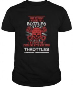 Drugs Bottles Problems Throttles Skull Mechanics Shirt