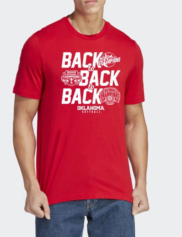 Oklahoma Softball Back to Back to Back Tee Shirt