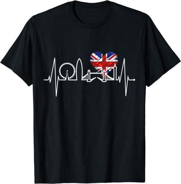 London Skyline Heartbeat Union Flag Men Women I Love London T-Shirt