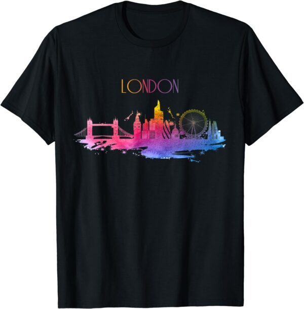 London Skyline Watercolor Art UK England Souvenir Gift T-Shirt