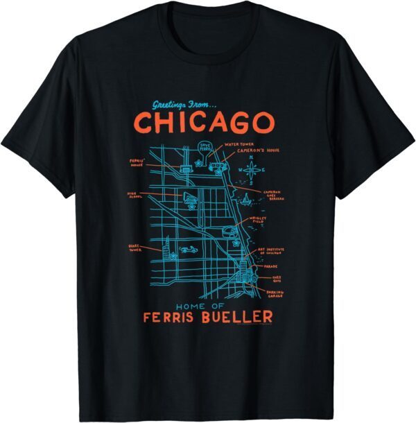 Ferris Bueller's Day Off Chicago Map T-Shirt