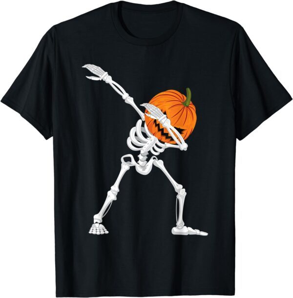 Halloween Shirt Dabbing For Boys Dabbing Skeleton Pumpkin T-Shirt