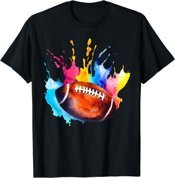 American Football Rugby Ball Watercolor League Player Fan T-Shirt