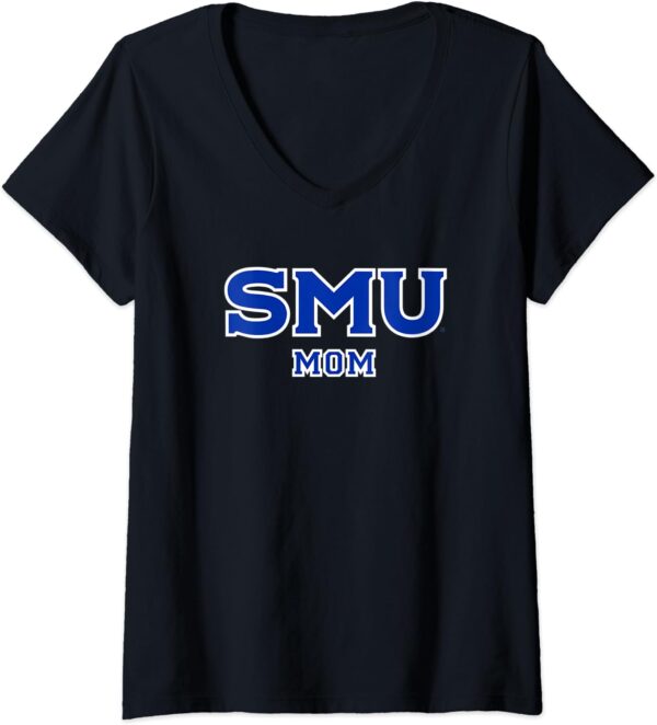 Womens Southern Methodist SMU Mustangs Mom V-Neck T-Shirt