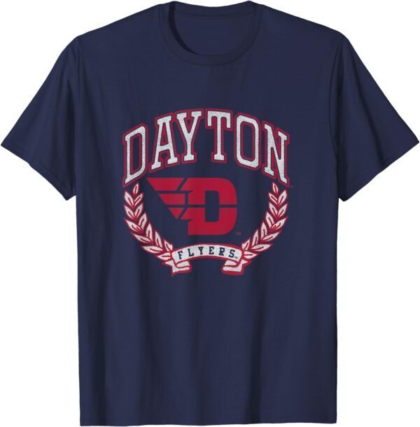 Dayton Flyers Laurels Logo Officially Licensed Navy T-Shirt