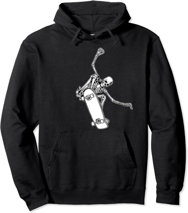 Skeleton Riding on Skateboard Halloween Pullover Hoodie