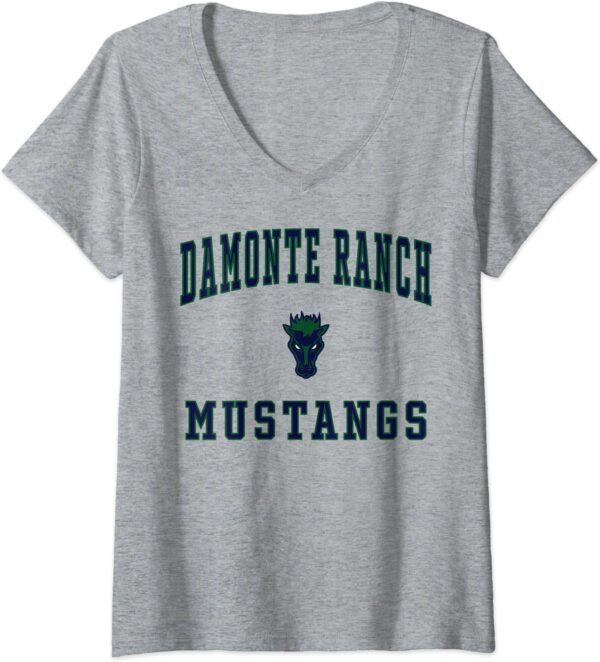 Womens Damonte Ranch High School Mustangs V-Neck T-Shirt