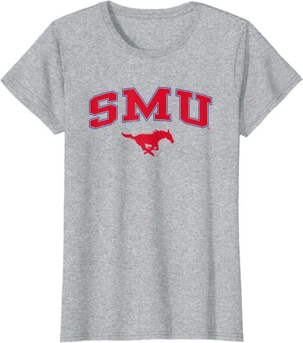 SMU Mustangs Womens Arch Over Heather Gray T-Shirt