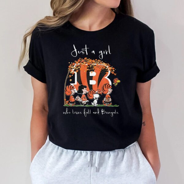 Just A Girl Who Love Fall And Cincinnati Bengals TShirts