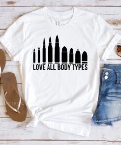 Love all body types black print mens apparel t-shirts