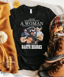 Never Underestimate A Woman Who Listen To Rock And Pop And Loves Garth Brooks T Shirt