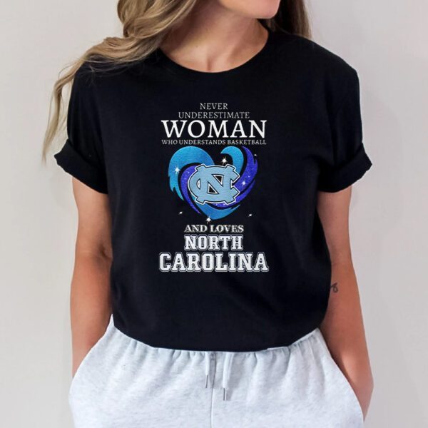 North Carolina Never Underestimate Woman Who Understands Basketball And Loves North Carolina Tar Heels tshirts