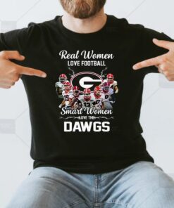 Real Women Love Football Smart Women Love Dawgs Georgia Bulldogs T Shirt