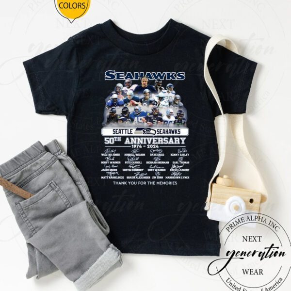 Seattle Seahawks 50th Anniversary 1974-2024 Thank You For The Memories TShirts