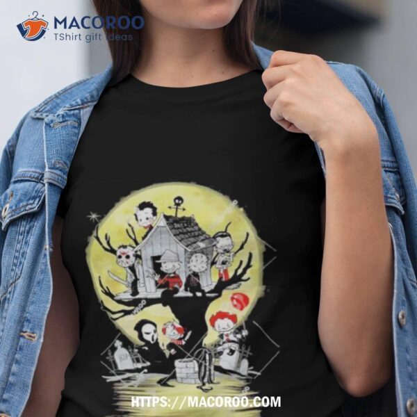 Chibi Horror Movies Characters Chibi On Tree House Halloween 2023 Shirt