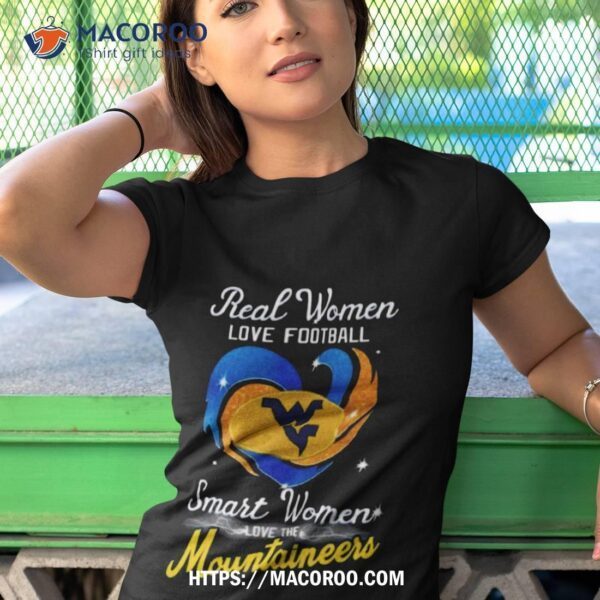 Real Women Love Football Smart Women Love The Mountaineers Diamond Heart Shirt