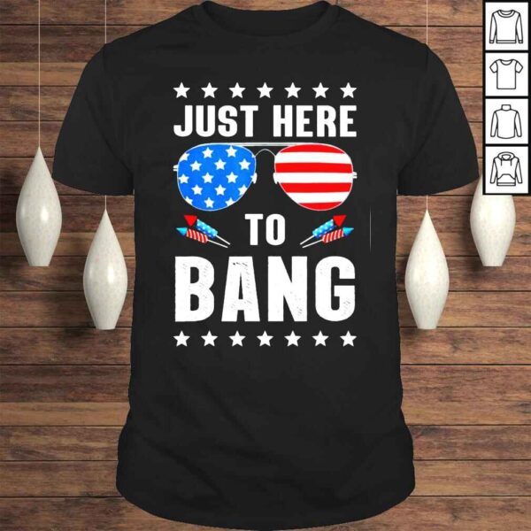 4th of July I’m Just Here To Bang USA Flag Sunglasses Tee Shirt