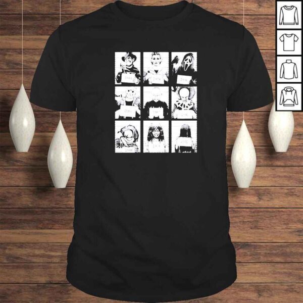 9 faces horror halloween mug shot shirt