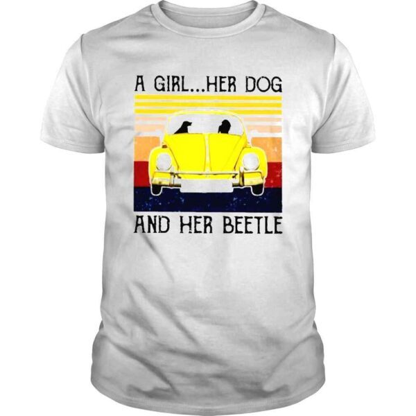 A girl her dog and her beetle vintag shirt