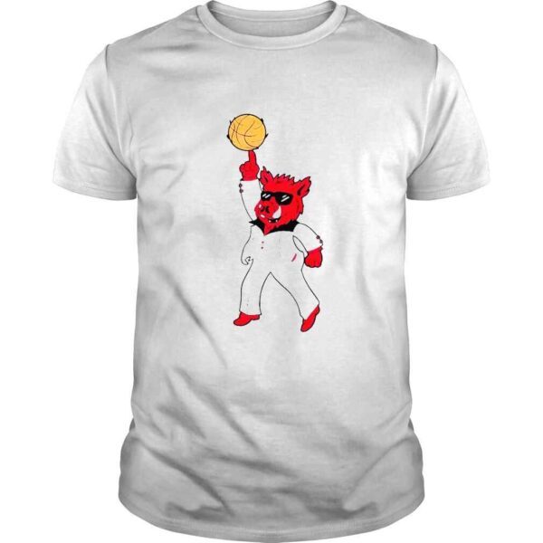 Arkansas Razorbacks basketball mascot dancing with ball shirt