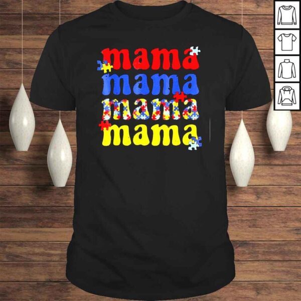 Autism Awareness Mama Vintage Puzzle Piece Autistic Mom Tee Shirt