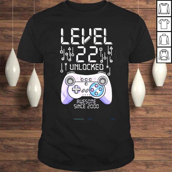 Birthday Gamer Level 22 Years Unlocked Awesome Since 2000 Shirt