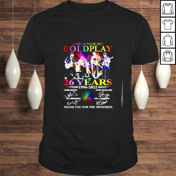 Coldplay 26 years 19962022 thank you for the memories signatures shirt