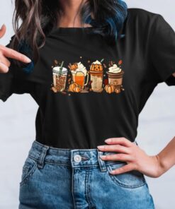 Fall Coffee Halloween Pumpkin Latte Drink Cup TShirt