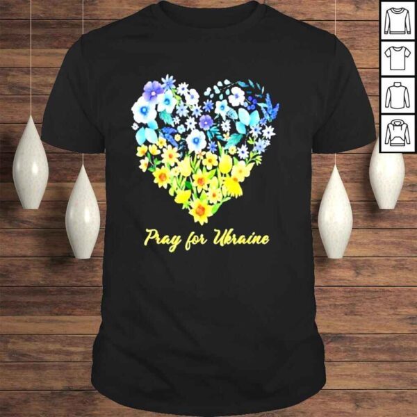 Heart flower Wildflower Blue and Yellow Floral Pray For Ukraine Shirt