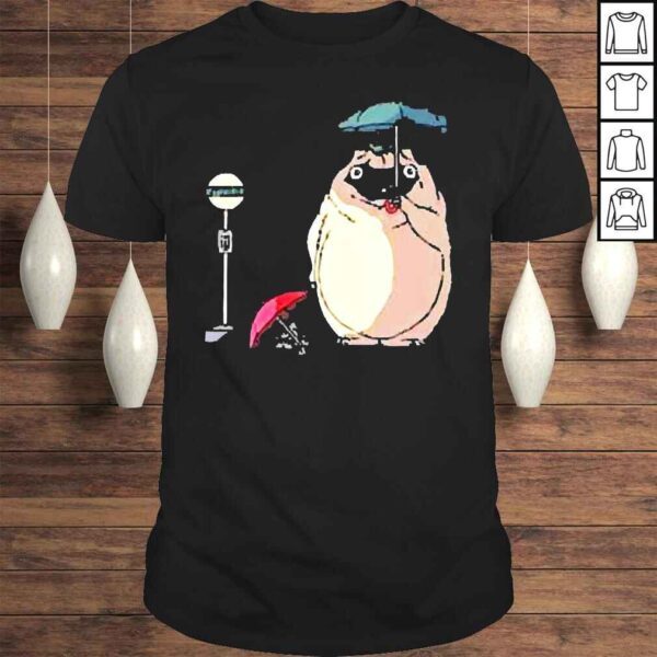 Hipster Pug Totoro Print Shirt