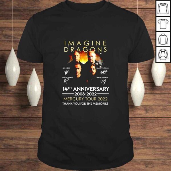 Imagine Dragons 14th Anniversary 2008 2022 Mercury Tour 2022 Thank You For The Memories Signatures TShirt