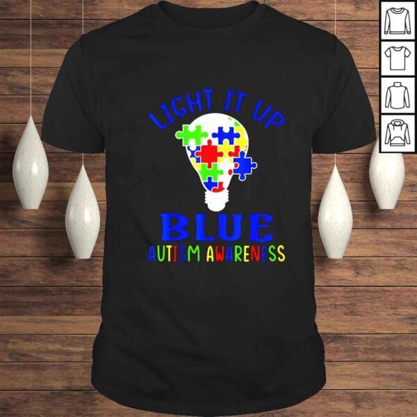 Light It Up Blue Autism Awareness Autistic Puzzle Piece Shirt