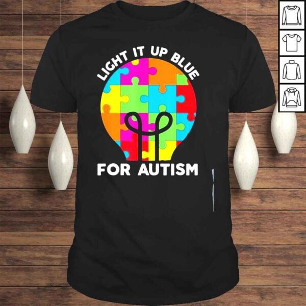 Light it Up Blue For Autism Awareness Puzzle Piece Ribbon Shirt