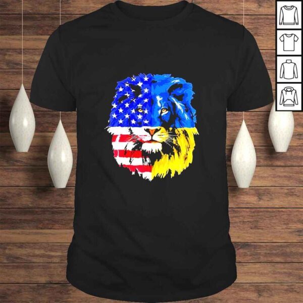 Lions American And Ukraine Flag TShirt