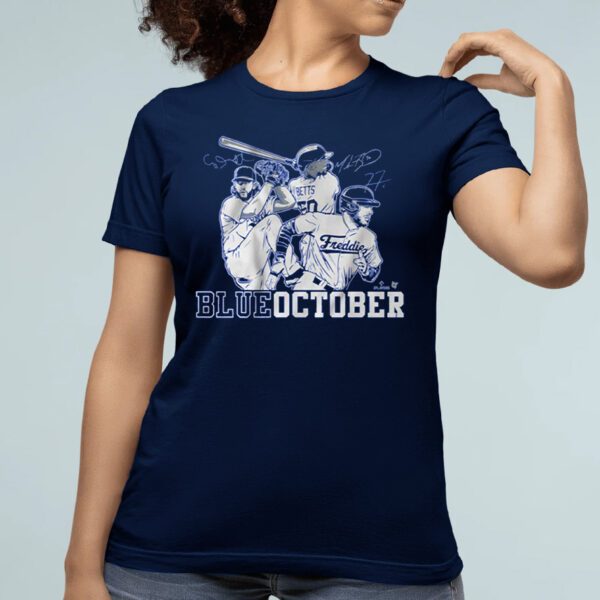 Mookie Betts Freddie Freeman & Clayton Kershaw Blue October Shirt