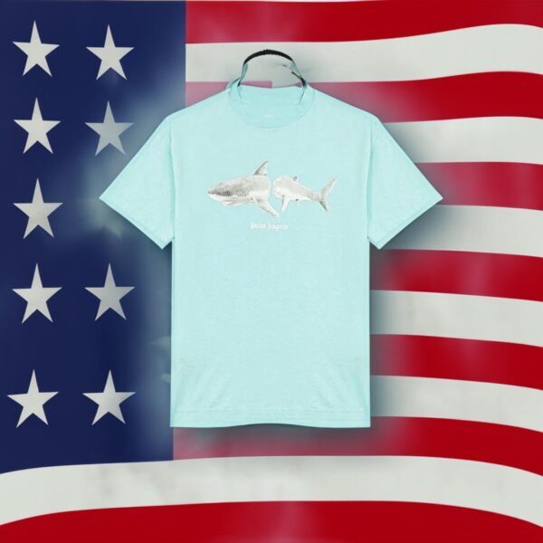 Palm Angels Shark Print Cotton T-Shirt