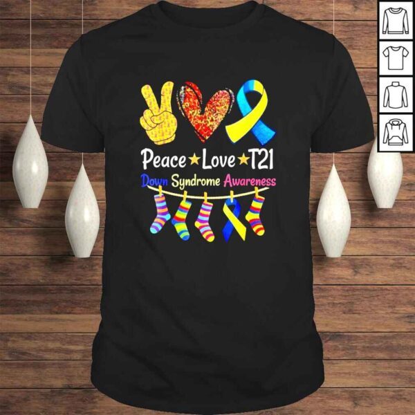 Peace Love Cure Blue World Down Syndrome Awareness Shirt