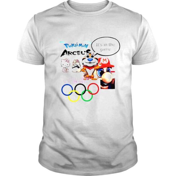 Pokemon Arceus its in the game the official shirt of the Olympic Games shirt