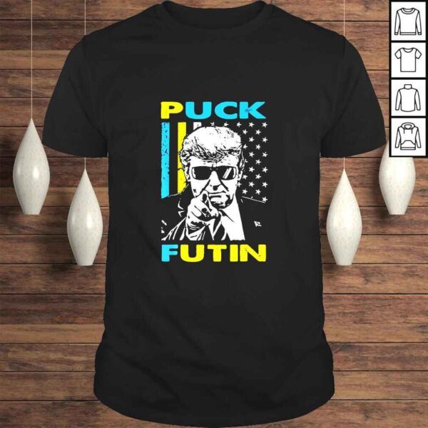 Puck Futin Trump America Flag Ukrainia Flag Support TShirt