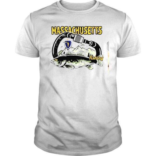 Retro Carabiner Massachusetts Fishing Tee Shirt