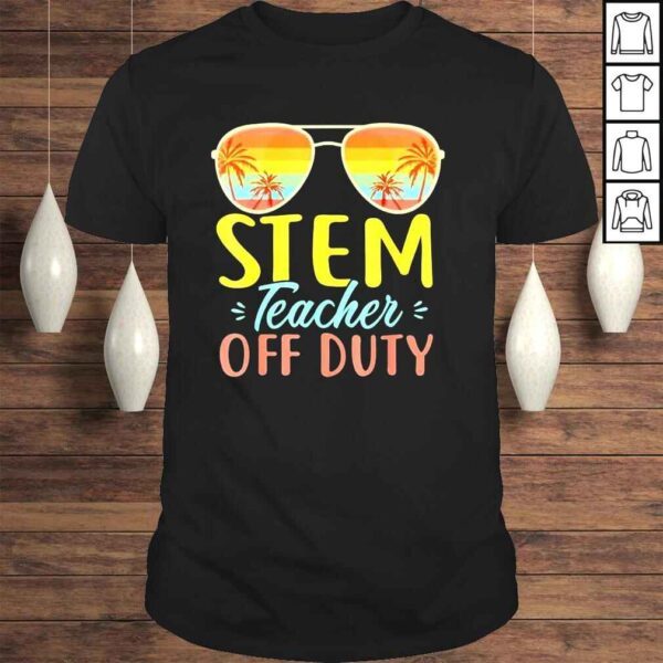 Stem Teacher Off Duty Sunglasses Beach Sunset Retro Tee Shirt