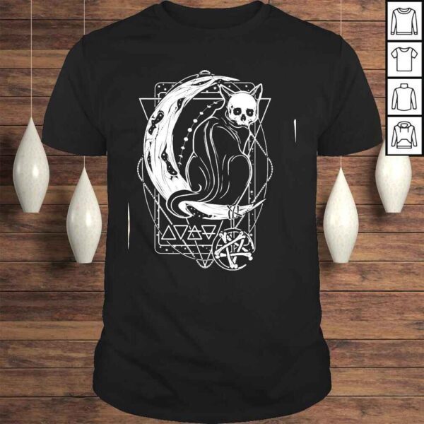 Tarot Card Crescent Moon And Cat Tee Shirt