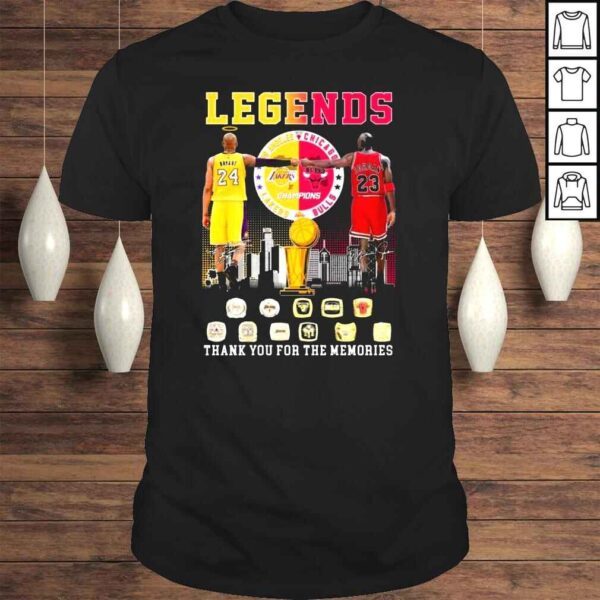 The LA Lakers and Chicago Bulls Bryant and Jordan Legends thank you for the memories signatures shirt