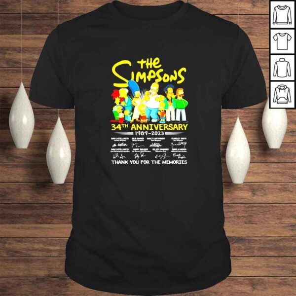 The Simpsons 34th anniversary 1989 2023 thank you for the memories signatures Tshirt