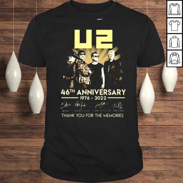 The U2 46th anniversary 1976 2022 Bono Adam Clayton The Edge signatures thank shirt