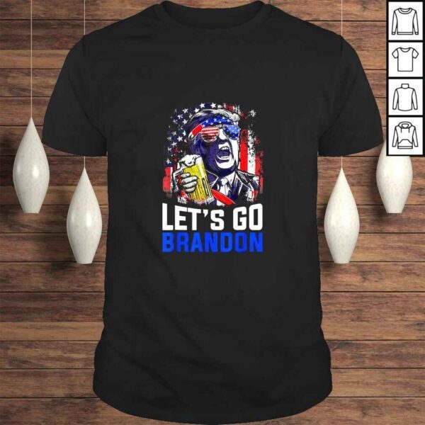 Trump Beer Gift Lets Go Brandon Conservative Anti Biden USA Flag Vintage TShirt