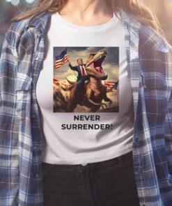 Trump Never Surrender!! T-Rex Unisex Heavy Cotton Shirt