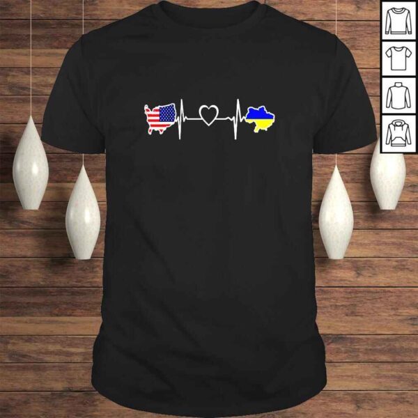 Ukrainian American Flag Usa Ukraine Heartbeat TShirt