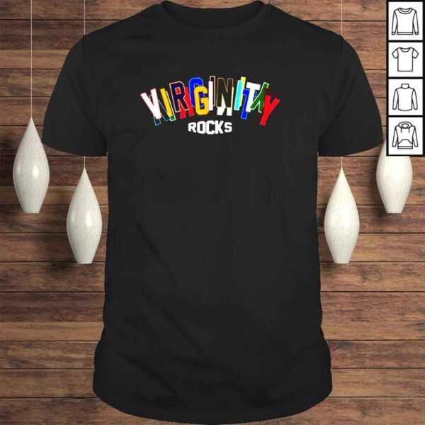 Virginity Rocks logo shirt