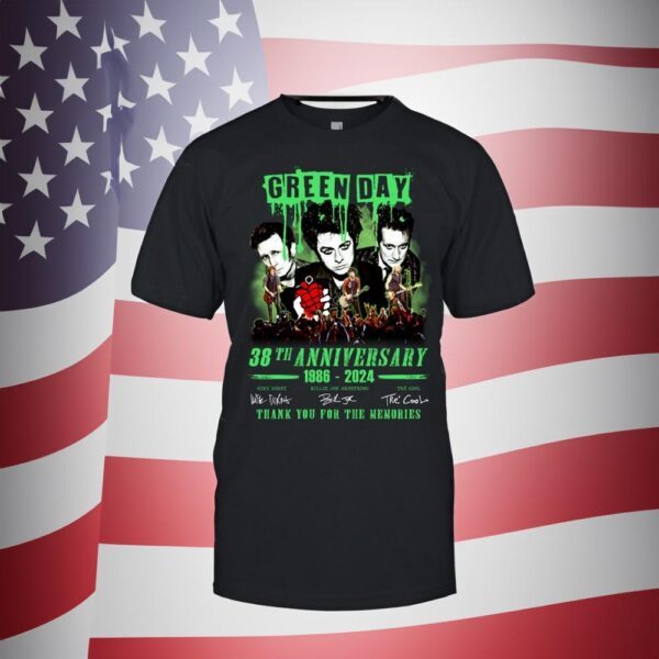 Green Day 38th Anniversary 1989 – 2024 Thank You For The Memories T-Shirts